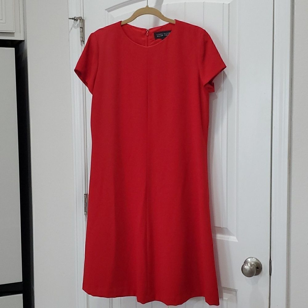 Linda Allerd Ellen Tracy, Vintage Collab, Red A Line Dress, Size 10